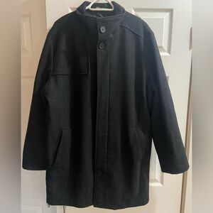 Kenneth Cole New York - Men’s Wool Blend Black Car Coat, Overcoat SZ 46R